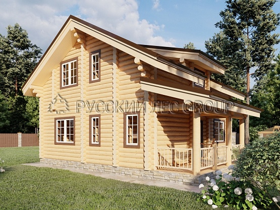 Дом из бревна проект ЖЕЛЯРДИ 134,4м2 8,0х9,0