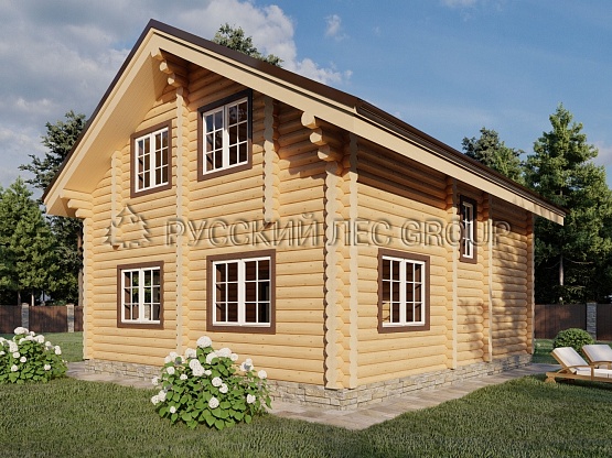 Дом из бревна проект ЖЕЛЯРДИ 134,4м2 8,0х9,0