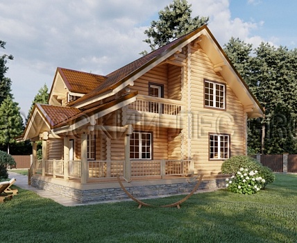 Дом из бревна 9,0 х 10,8, проект - САНСОВИНО