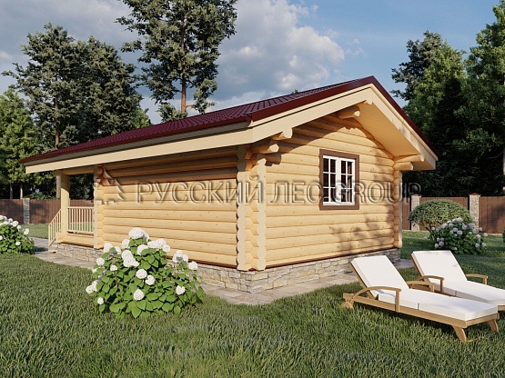 Дом из бревна проект ШАЛЕ 40,0м2 5,5х8,0