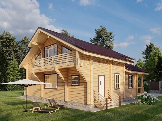 Дом из бруса проект МАНСАР 207,3м2 12,1х11,0